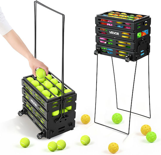 Vevor Tennis Pickleball Ball Collection Basket Wheels Capacity 80 Balls Wqsnljsltg80ylubk001v0