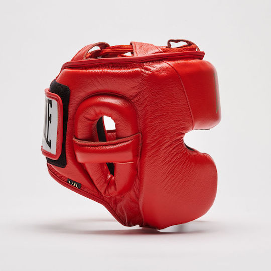 Leone Boxing Helmet Adult Full Face Leather Red