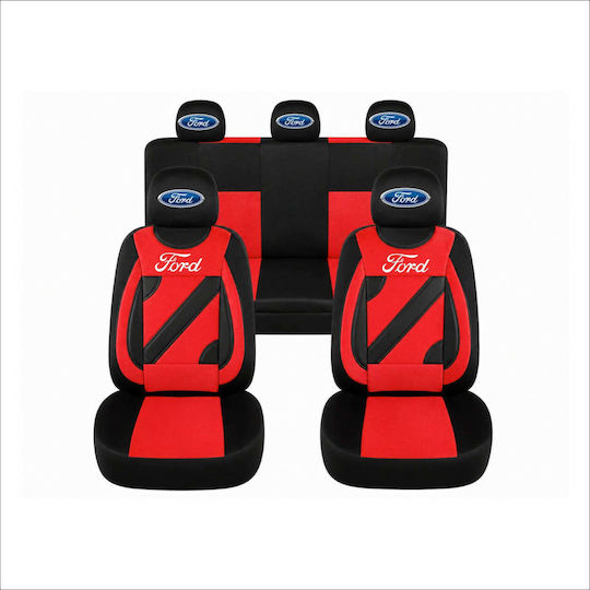 Set Custom Universal Nero Red Seat Covers Ford