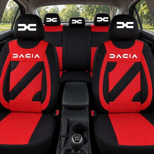 Set Universal Nero Red Personalized Seat Covers Dacia Nou