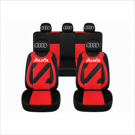 Комплект Универсални Калъфи За Автомобилни Седалки В Черно И Червено За Audi