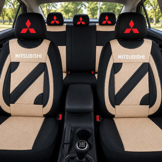 Set Universal Huse Scaune Personalizate Nero Bej Mitsubishi