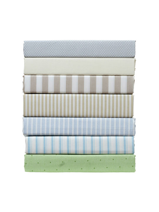 Viopros Set Baby Cradle Cotton Green Sheets 80x100cm