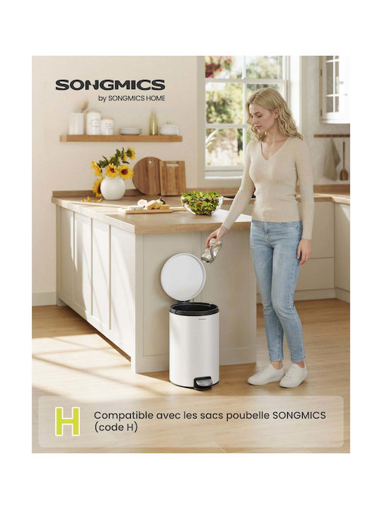 Songmics Metal Waste Bin with Pedal White 20lt