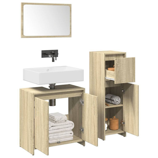 vidaXL Countertop with Sink, Mirror & Column Coffee