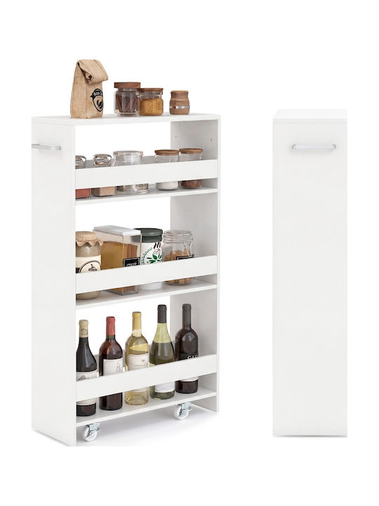 Costway Wooden Kitchen Trolley 4 Tiers White 47.5x20x80.5cm