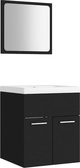 vidaXL Πάγκος με Νιπτήρα & Καθρέπτη Μ41xΒ38.5xΥ46cm Μαύρος