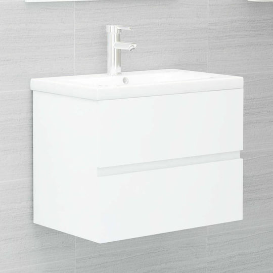 vidaXL Waschtisch mit Waschbecken L60xB38.5xH45cm Weiß