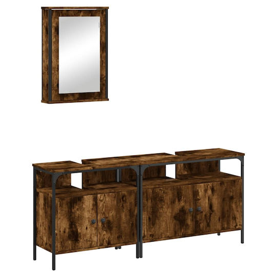 vidaXL Countertop with Sink & Mirror L42xW12xH60cm Smoky Oak