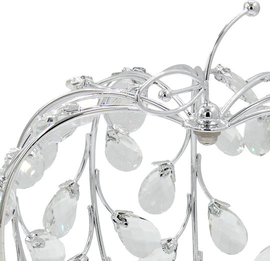 Metallisches Dekoratives Apfel 26x20x26 cm Silber Kristalle Spiegel Metallisches Dekoratives Apfel 26x20x26 cm Silber Kristalle Spiegel