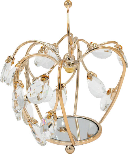 Decorative Metallic Apple 17x12x17 Cm Gold Crystals Mirror Keskor 43317-3