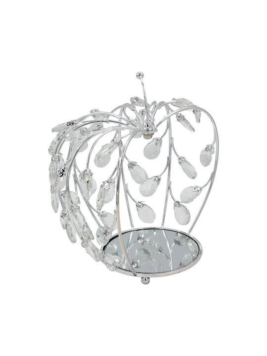 Decorative Metallic Apple 26x20x26 Cm Silver Crystals Mirror Keskor 43318-1