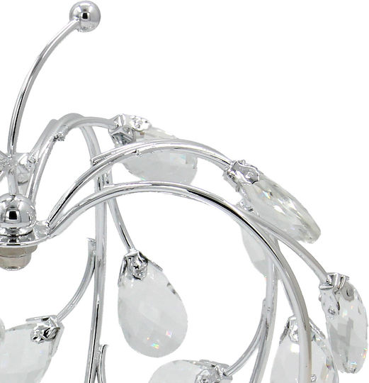 Metallisches Dekoratives Apfel 21x16x21 Aus Silberfarbenen Kristallen Spiegel Metallisches Dekoratives Apfel 21x16x21 Aus Silberfarbenen Kristallen Spiegel
