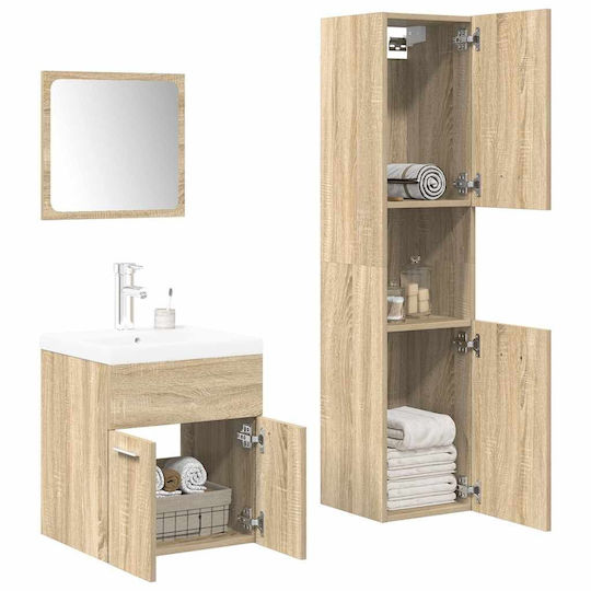 vidaXL Countertop with Sink, Mirror & Column L42xW18xH39cm Coffee
