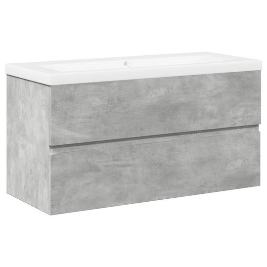 vidaXL Πάγκος με Νιπτήρα Μ90xΒ45xΥ38.5cm Γκρι Σκυροδέματος