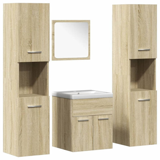 vidaXL Countertop with Sink, Mirror & Column L42xW18xH39cm Oaks
