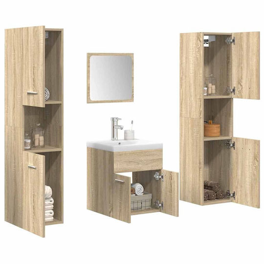 vidaXL Countertop with Sink, Mirror & Column L42xW18xH39cm Coffee