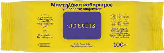 Agnotis Μαντηλάκια Καθαρισμού Γενικής Χρήσης 100 τμχ