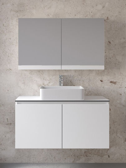 Royal Madrid 100 Lac Alb 101x46x50cm Bază Lavoar Dulap Oglindă