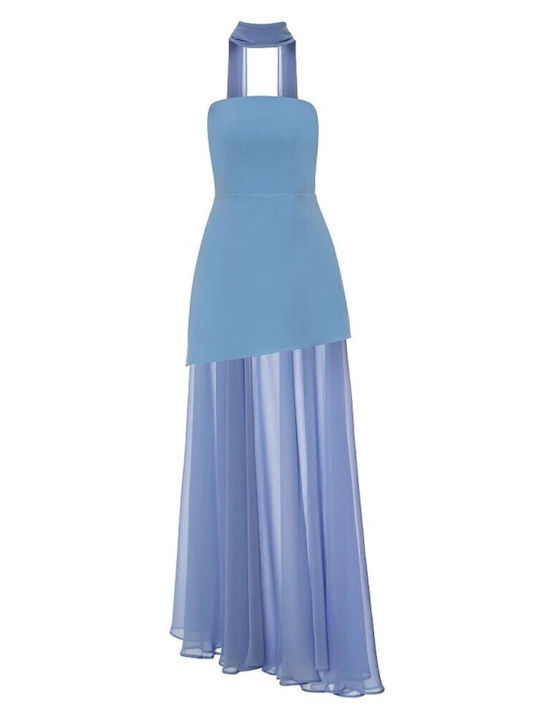 Summer Maxi Dress for Wedding and Christening Strapless Sky
