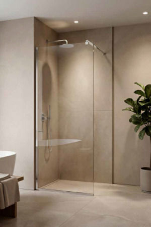 Tema Fixed Side Shower for Shower 70x195cm Clear Glass Oro