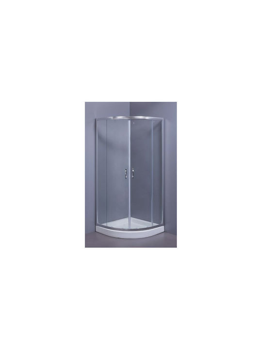 Gloria Romeo Cabinet Duș Semicirculară cu Glisare Ușă 80x80x180cm Sticlă transparentă Chrome