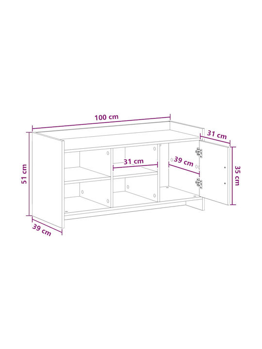 Dulap Pentru Pantofi Din Lemn 100x39,5x51cm