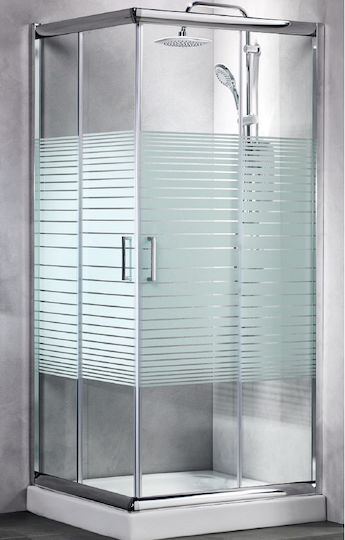 Tema Cabin for Shower with Sliding Door 90x180cm Serigrafato Chrome