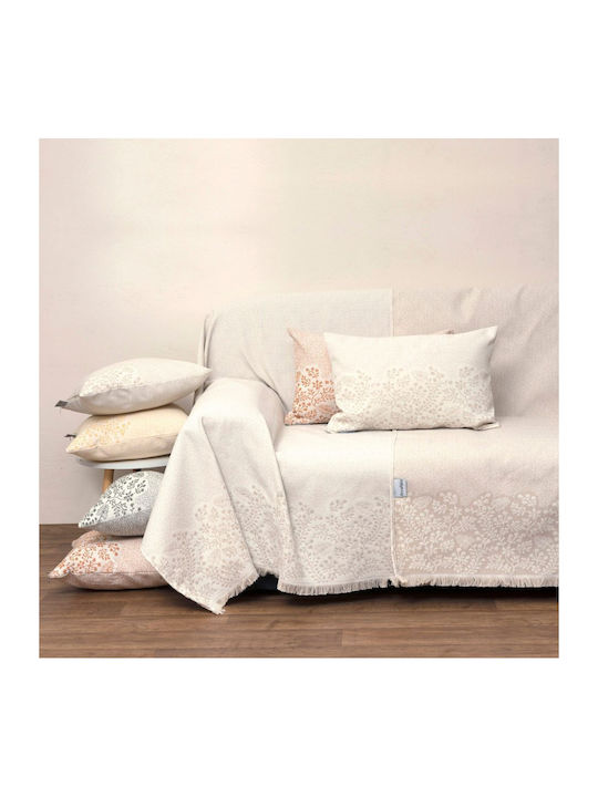 Anna Riska 1577 Dreisitzer-Sofa Wurf Jacquard 180x280cm Sand