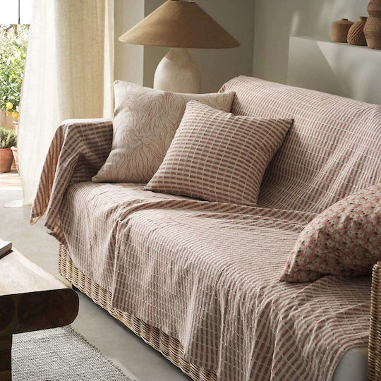 Gofis Home Elysia Jacquard Armchair Throw 180x180cm Dusty Rust