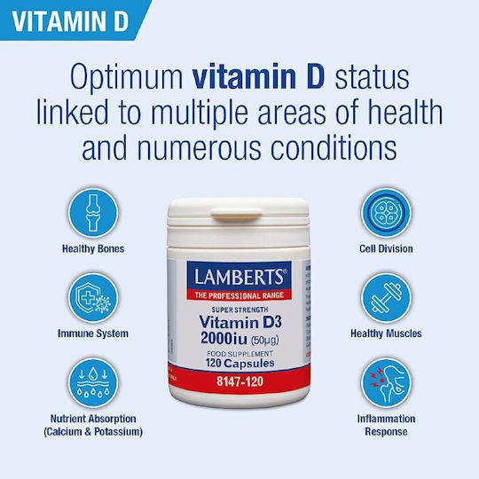 Lamberts Vitamin D3 Vitamin for Immune System Boost & Bone Health 2000iu 30 caps