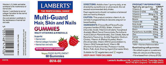 Lamberts Multi-guard Haare Haut & Nägel Multivitamin für die Haare das Haut & die Nägel Himbeere 60 Gummibärchen