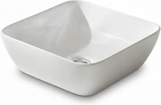 Tema Επικαθήμενος Νιπτήρας Πορσελάνης 40x40x11.5cm Gloss White Tema Επικαθήμενος Νιπτήρας Πορσελάνης 40x40x11.5cm Gloss White