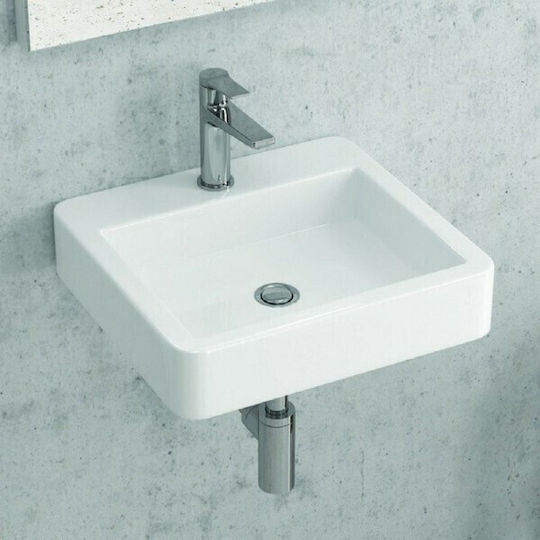 Karag Wall Mounted Wall-mounted / Countertop Sink Porcelain 45x42x10cm White