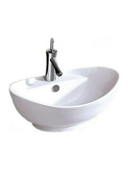 Karag Aufgesetztes Waschbecken Porzellan 59x39x21cm Weiß