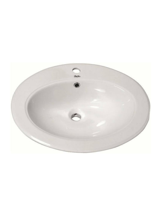 Huida Ascot Ένθετος Νιπτήρας Πορσελάνης 61x50x20cm Λευκός