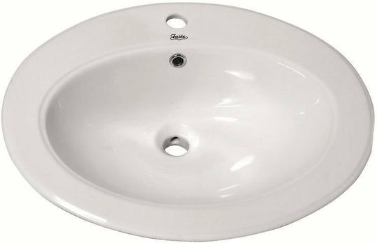 Huida Ascot Ένθετος Νιπτήρας Πορσελάνης 61x50x20cm Λευκός Huida Ascot Ένθετος Νιπτήρας Πορσελάνης 61x50x20cm Λευκός