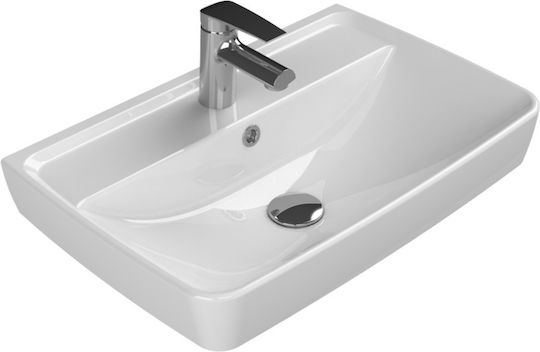 Cerastyle Duru 60 035100-u Επιτοίχιος Νιπτήρας Πορσελάνης 60x40cm Λευκός