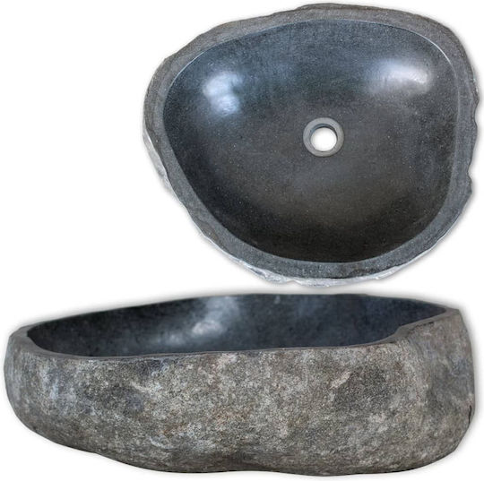 vidaXL River Stone Επικαθήμενος Νιπτήρας Πέτρινος 38x29x12cm Γκρι vidaXL River Stone Επικαθήμενος Νιπτήρας Πέτρινος 38x29x12cm Γκρι