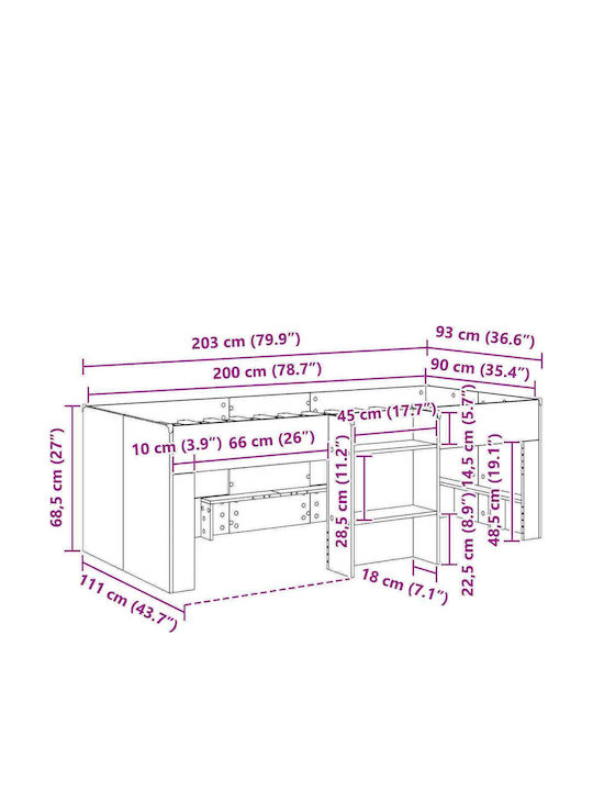 Παιδικό Κρεβάτι Μονό με Αποθηκευτικό Χώρο Καφέ