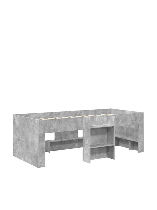 Pat Pentru Copii Single Loft Bed Cu Spațiu De Stocare Gri