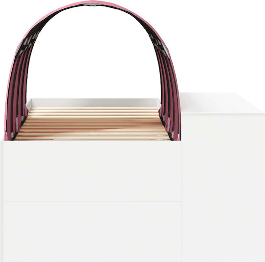 Kids Bed Loft Single with Desk Pink