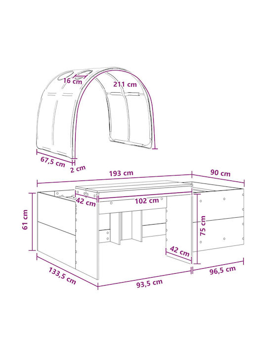 Pat Pentru Copii Tip Loft Bed Single Cu Birou Alb