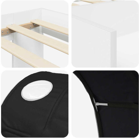 Pat Pentru Copii Tip Loft Bed Single Cu Spațiu De Stocare Alb