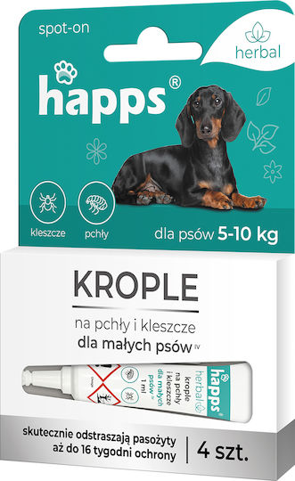 Happs Herbal Drops Fleas Ticks Small Dogs Up To 10kg 4pcs