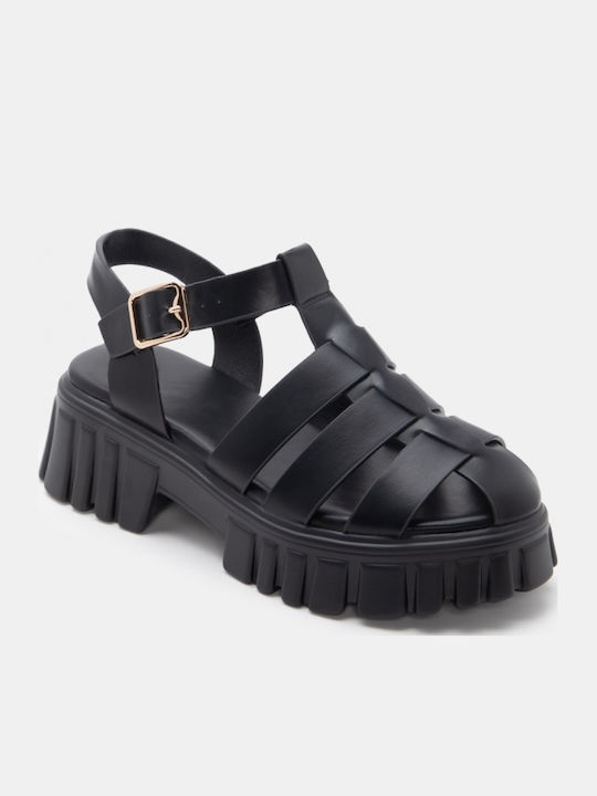 Sandale Casual Damă Flatforme Negre