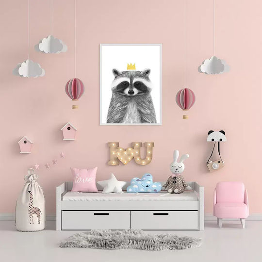 Kinder Wandkunst Queen Racoon 40x50cm
