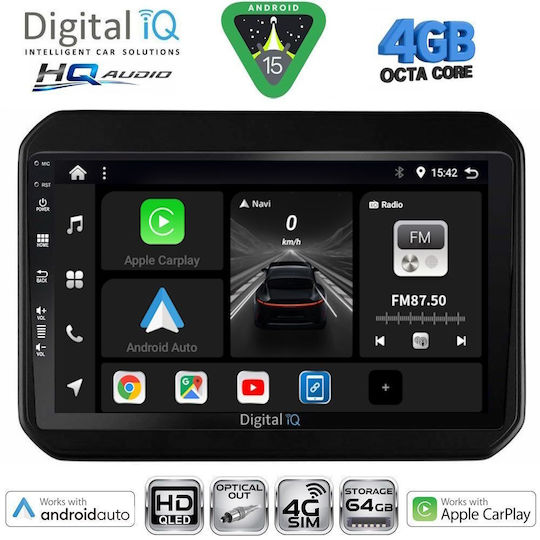 Digital IQ Car Audio System for Suzuki Alto Nissan Pixo 2009-2014 Bluetooth USB WiFi GPS Apple CarPlay Android Auto with 9" Touch Screen