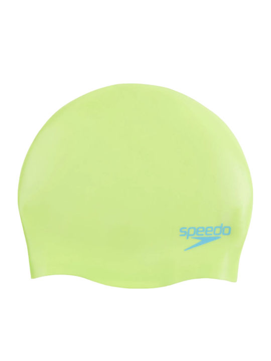 Speedo Plain Moulded Silicone Kids Swimming Cap Yellow