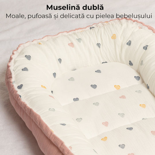 Kidizi Perna Pentru Bebelusi Tip Cuib Color Hearts 50x90 cm